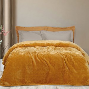 0481 Κουβέρτα Βελουτέ Υπέρδιπλη 220X240 Ώχρα Das Home