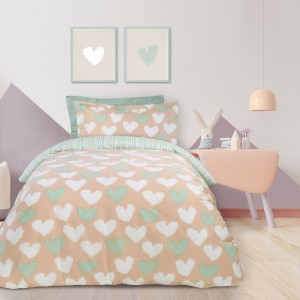 4801 Σετ Σεντόνια Μονά Kid 170X240 Μέντα Σομόν Λευκό Das Home