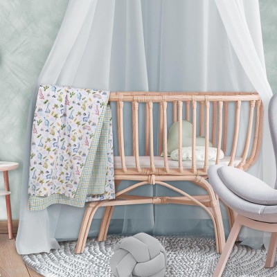 4809 Σετ Σεντόνια Λίκνου Baby Fun 70X120 Λευκό Πράσινο Μπλε Das Home