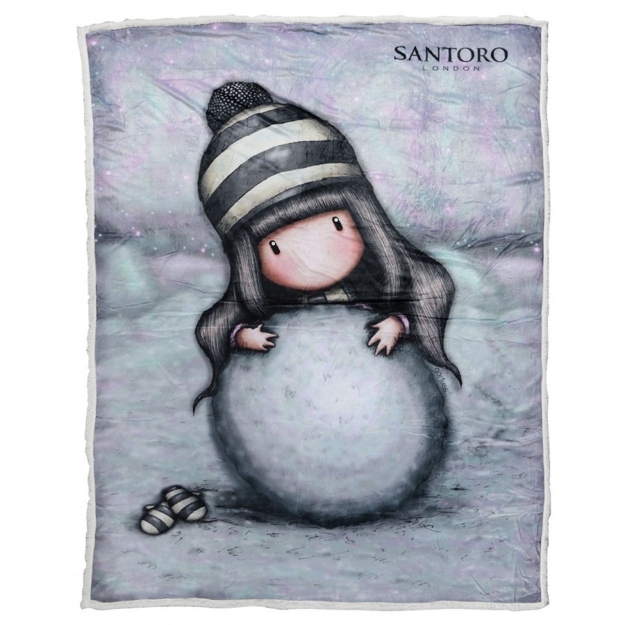 5033 Κουβέρτα Fleece Sherpa Santoro Gorjuss - The Snow Girl 160X220 Γκρι Das Home