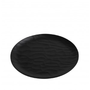 Black Πιάτο Ρηχό Στρογγυλό 28Εκ Wavy Matte Μελαμίνης Espiel