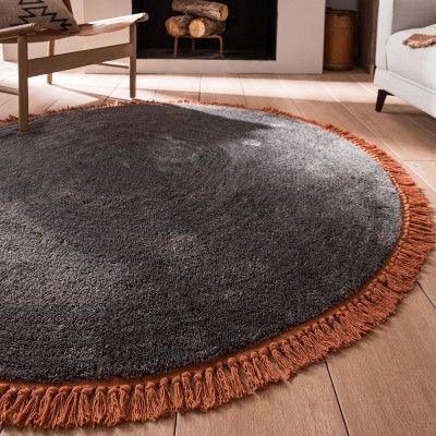 Χαλί Στρογγυλό Harper 925/14 Φ150 Ανθρακί/Κεραμιδί Gofis Home