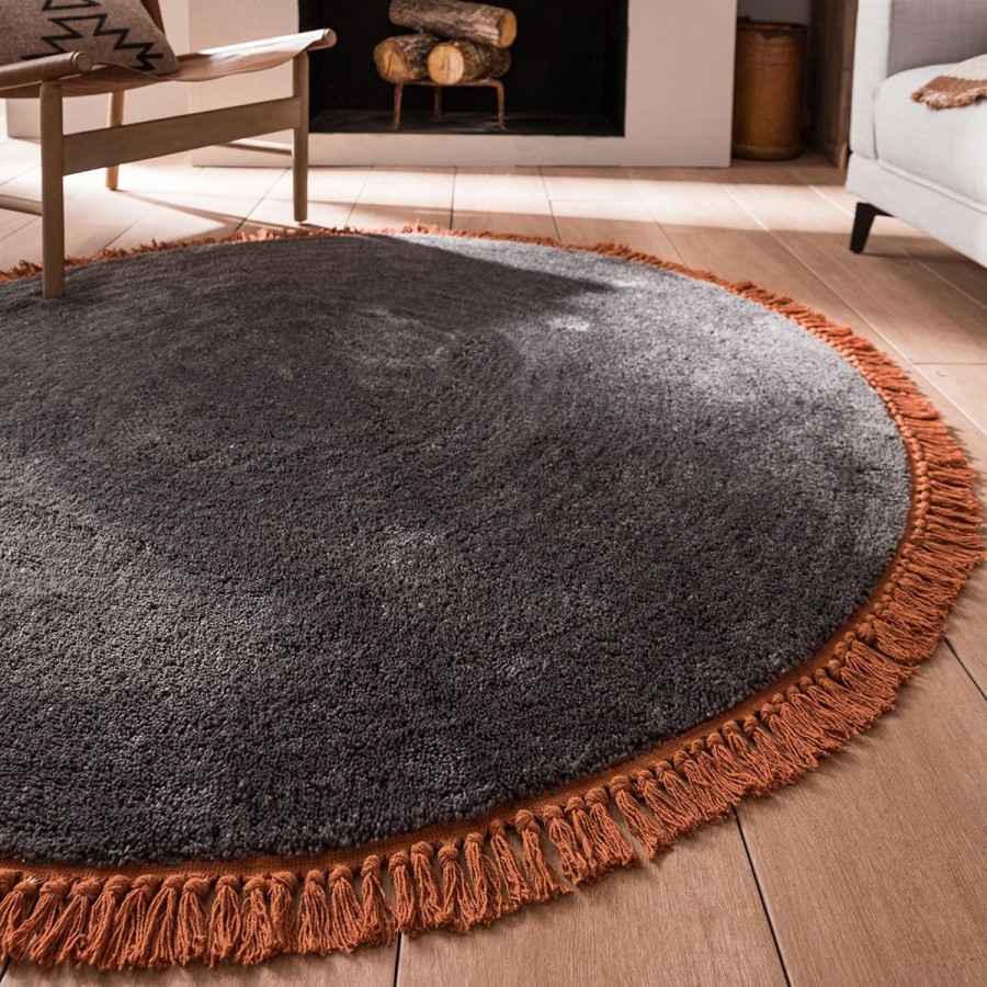 Χαλί Στρογγυλό Harper 925/14 Φ150 Ανθρακί/Κεραμιδί Gofis Home