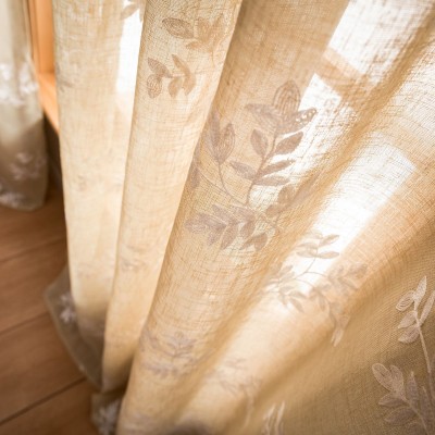Κουρτίνα Με Τρέσα Leaf 532/04 140X280 Gold Beige Gofis Home