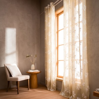Κουρτίνα Με Τρέσα Leaf 532/04 140X280 Gold Beige Gofis Home