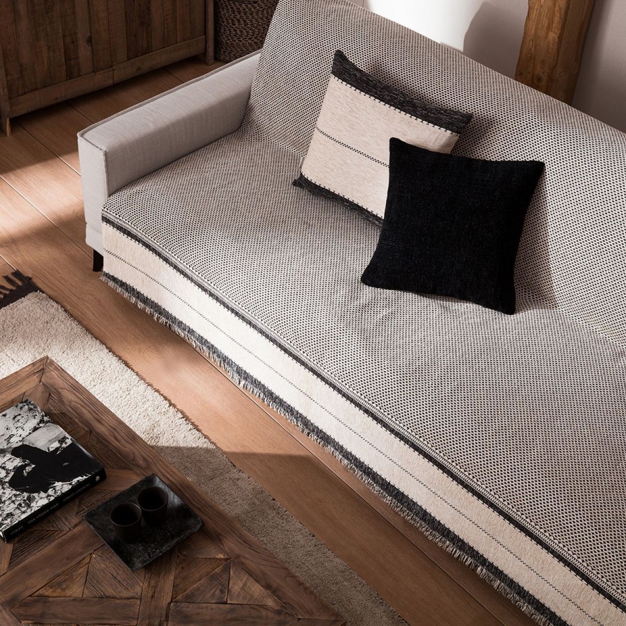 Ριχτάρι Διθέσιου Καναπέ Highlands 863/14 180X250 Μαύρο/OffWhite Gofis Home Ριχτάρι Διθέσιου Καναπέ Highlands 863/14 180X250 Μαύρο/OffWhite Gofis Home