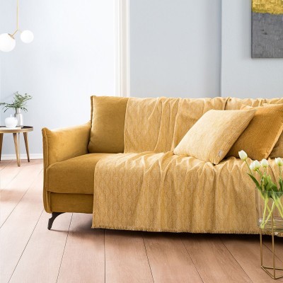 Ριχτάρι Τετραθέσιου Καναπέ Peacock 935/10 180X350 Σταχύ κίτρινο Gofis Home