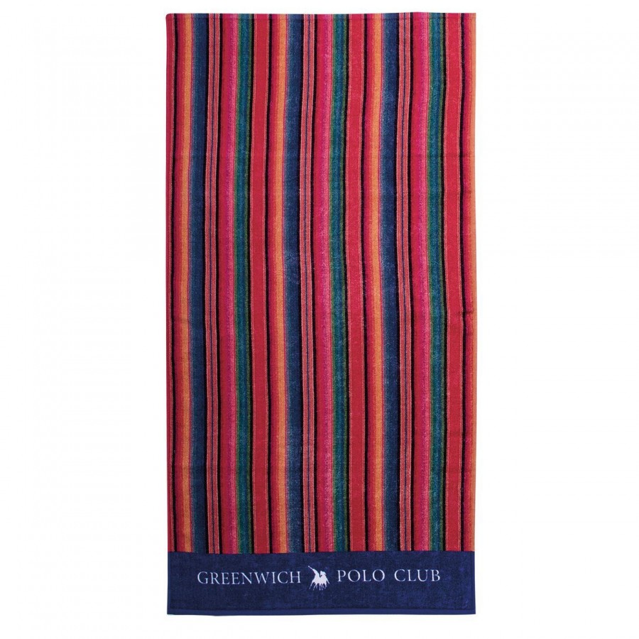 3710 Πετσέτα Θαλάσσης 80X170 Μπλε Πράσινο Κόκκινο Greenwich Polo Club