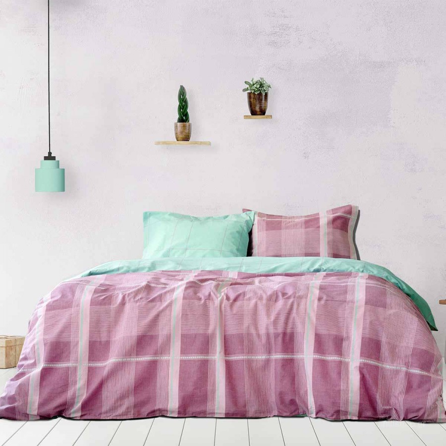 Κουβερλί Υπέρδιπλο Plaid Purple 220X245 Kocoon