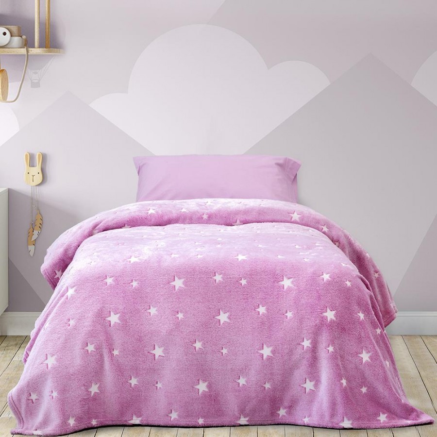 Κουβέρτα Μονή Glow Star Pink 150X220 Kocoon