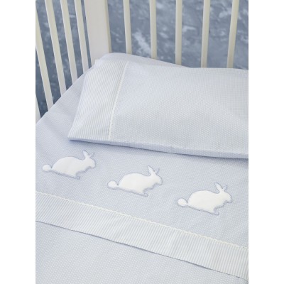 Σετ Σεντόνια Κούνιας Με λάστιχο Rabbit Blue 70X140+15 Kocoon