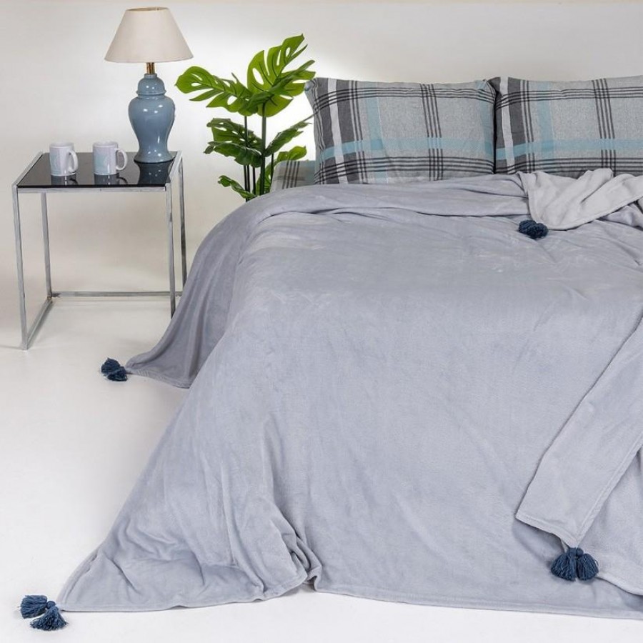 Κουβέρτα Fleece Μονή Berlin Light Grey 160X220 Melinen