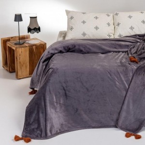 Κουβέρτα Fleece Υπέρδιπλη Berlin Dark Grey 220X240 Melinen