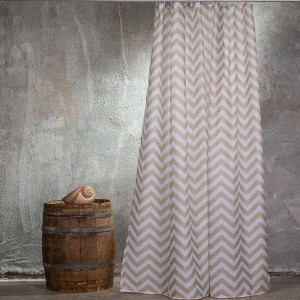 Κουρτίνα Μπάνιου Εμπριμέ Zig Zag Beige 180X200 Melinen