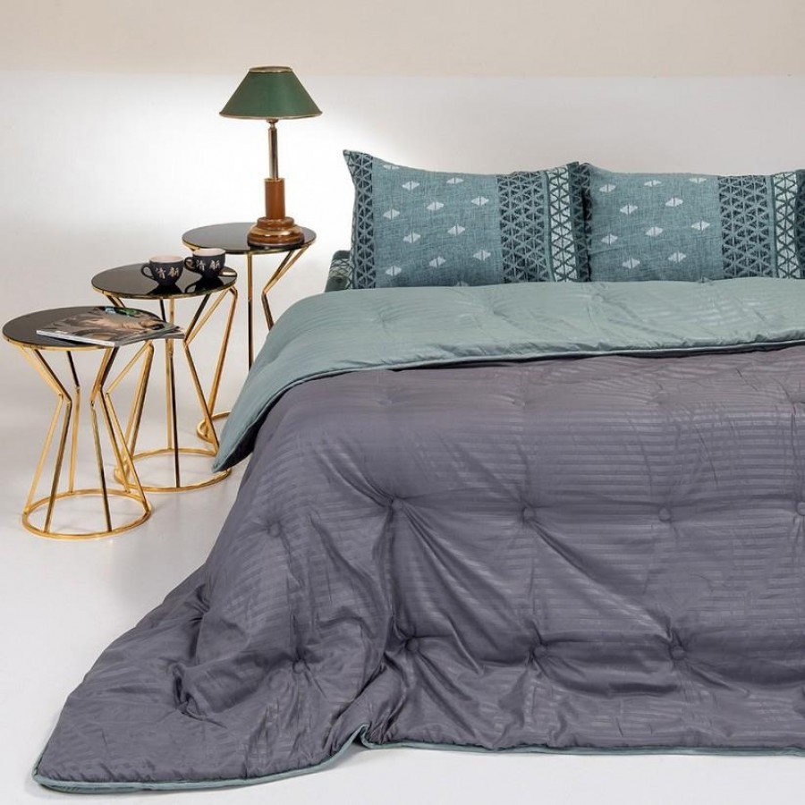 Πάπλωμα Υπέρδιπλο Διπλής Όψεως Elle Dark Grey Aqua 220X240 Melinen