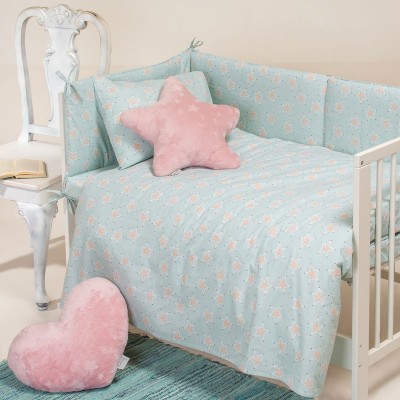 Σεντόνι Λίκνου Mini Stars Aqua 85X110 Melinen