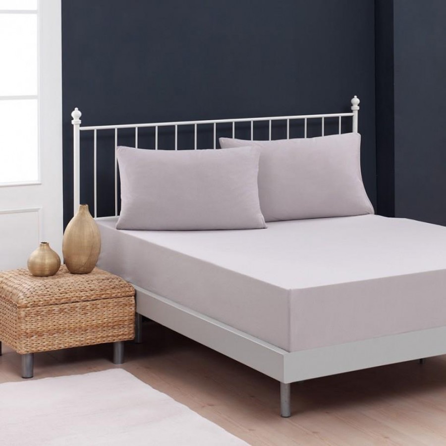 Σετ Κατωσέντονο Jersey King Size Με Λάστιχο Και Μαξιλαροθήκες Grey 180X200+25 Melinen