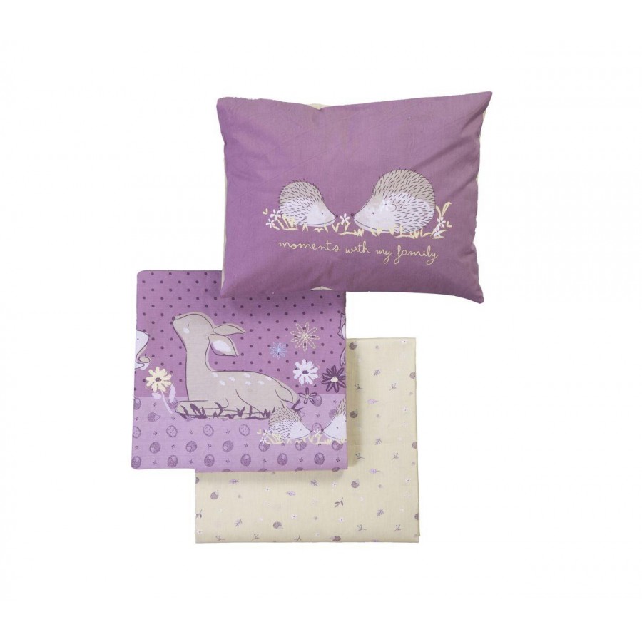 Βρεφικά Σετ Σεντόνια Κούνιας Σετ 3 Τεμαχίων Forest Friends 120X170 Orchid Nef-Nef