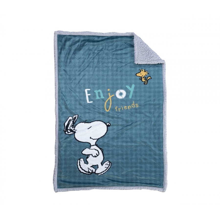 Βρεφική Κουβέρτα Αγκαλιάς Snoopy Enjoy 75X110 Blue Nef-Nef