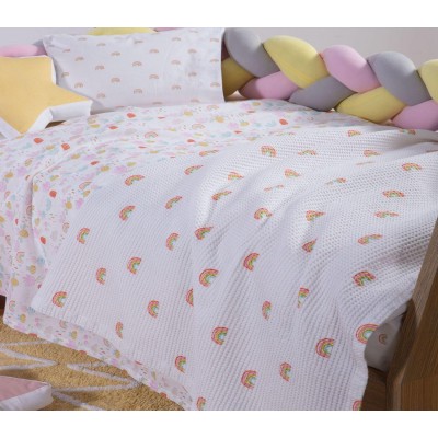 Βρεφική Κουβέρτα Πικέ Follow The Rainbow Αγκαλιάς 75X110 White Nef-Nef Βρεφική Κουβέρτα Πικέ Follow The Rainbow Αγκαλιάς 75X110 White Nef-Nef