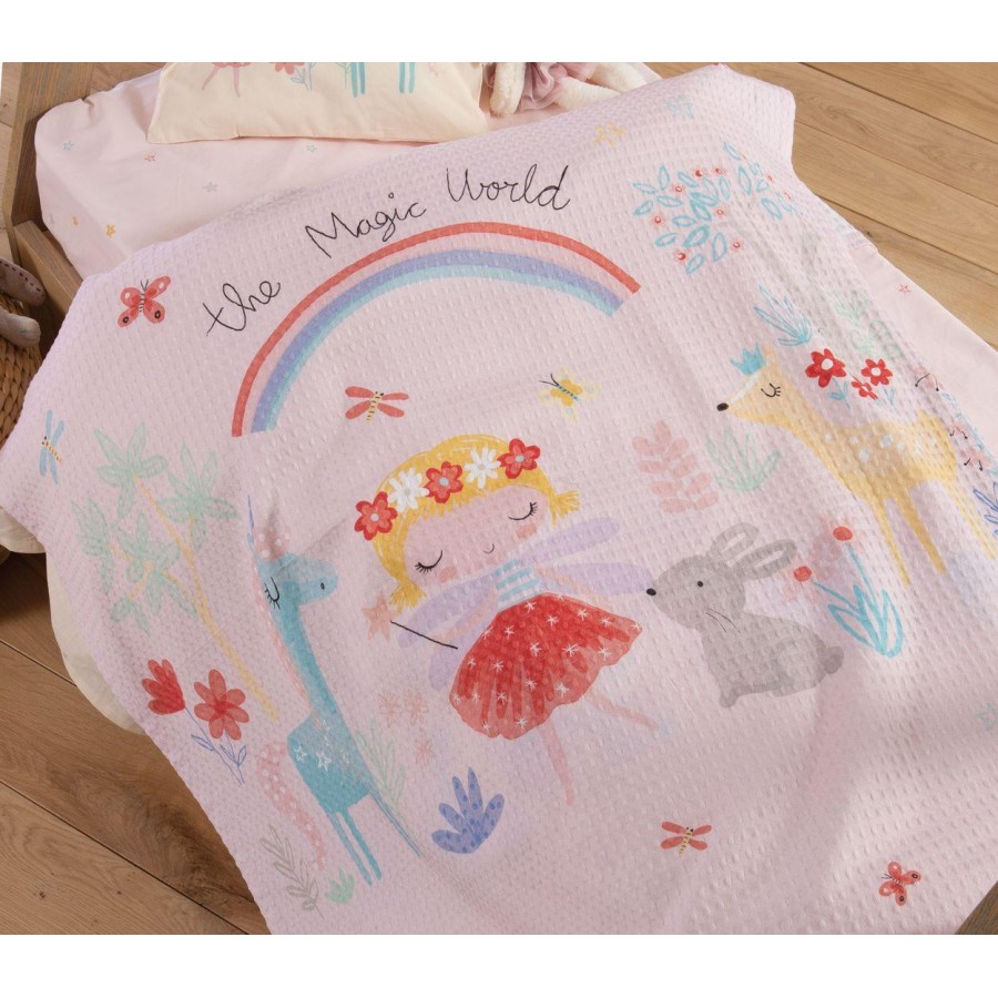 Βρεφική Κουβέρτα Πικέ Magic World Κούνιας 110X150 Pink Nef-Nef Βρεφική Κουβέρτα Πικέ Magic World Κούνιας 110X150 Pink Nef-Nef