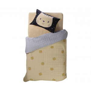 Κουβερλί Μονό Cute Cat Yellow 180X220 Nef-Nef