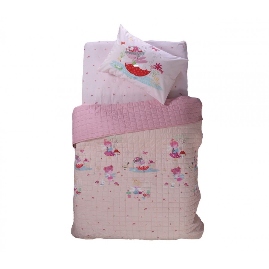 Κουβερλί Μονό Spring Fairies 180X220 Pink Nef-Nef