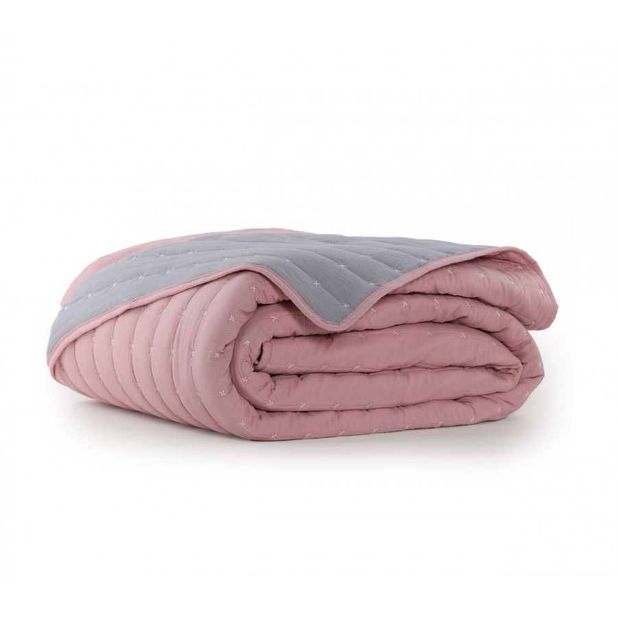 Κουβερλί Υπέρδιπλο Bicolor 22 220X240 Pink Grey Nef-Nef