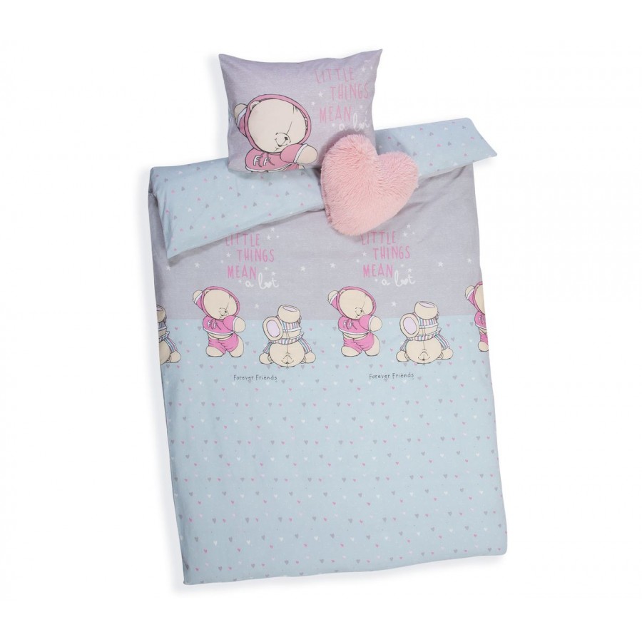 Παιδικά Σεντόνια Μονά Σετ Forever Friends Little Things 170X260 Grey Aqua Nef-Nef