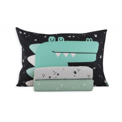 Παιδικά Σετ Σεντόνια Moνά Cute Crocodile 170X260 Beige Green Nef-Nef