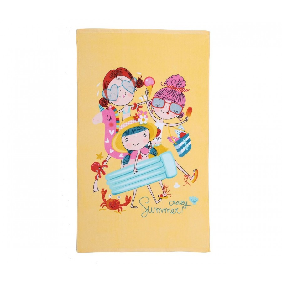 Πετσέτα Θαλάσσης Τυπωτή Crazy Summer Girls Yellow 70X120 Nef-Nef