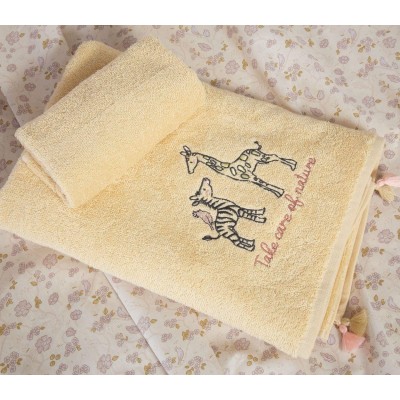 Πετσέτες Σετ 2 Τεμαχίων Take Care Yellow 30X50-70X140 Yellow Nef-Nef