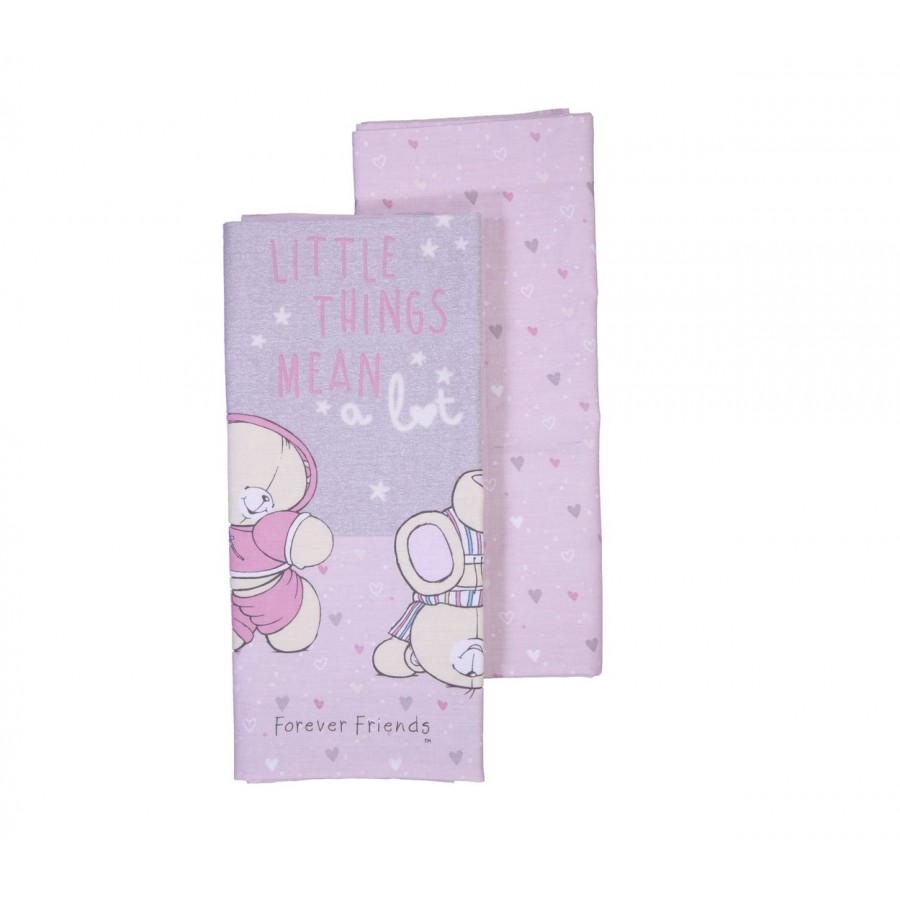 Σεντόνι Λίκνου 2 Τεμαχίων Forever Friends Little Things 70X120 Pink Grey Nef-Nef Σεντόνι Λίκνου 2 Τεμαχίων Forever Friends Little Things 70X120 Pink Grey Nef-Nef
