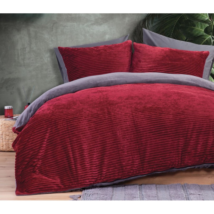 Σετ Πάπλωματοθήκη Μονή Fleece Calderon 160X220 Bordo Nef-Nef