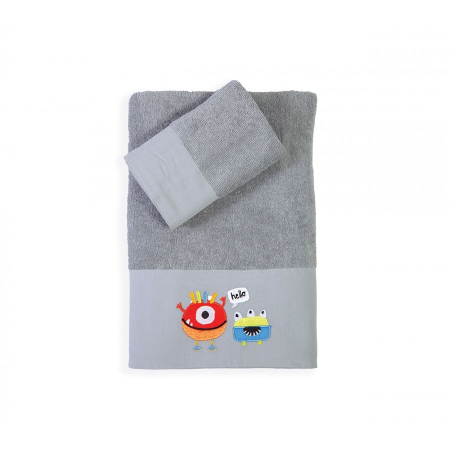 Σετ Πετσέτες 2 Τεμαχίων Hello Monsters 30X50-70X140 Grey Nef-Nef Σετ Πετσέτες 2 Τεμαχίων Hello Monsters 30X50-70X140 Grey Nef-Nef