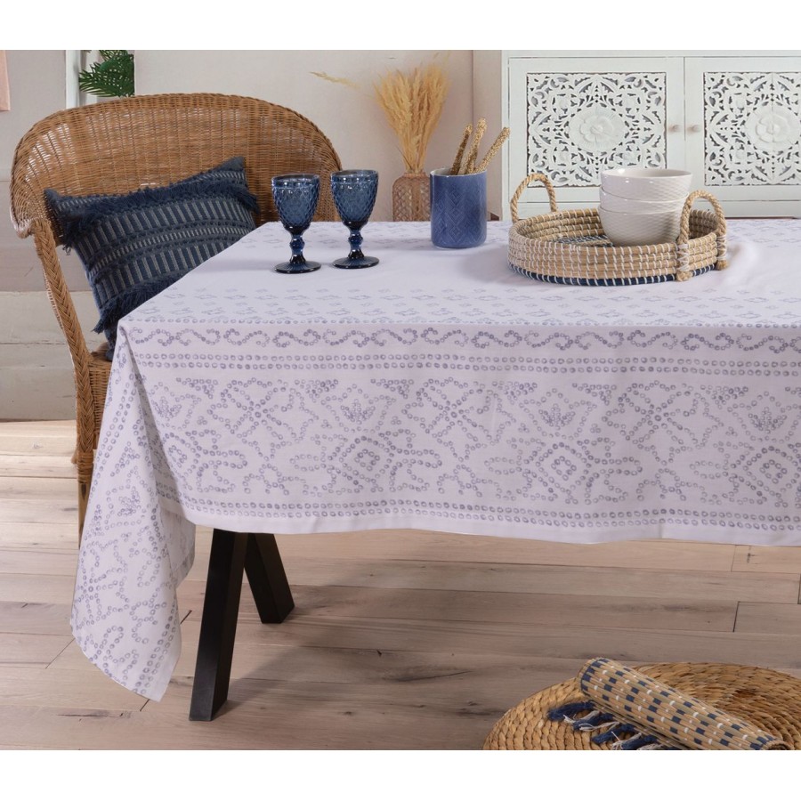 Τραπεζομάντηλο Mysterious Blue 140X140 White Blue Nef-Nef