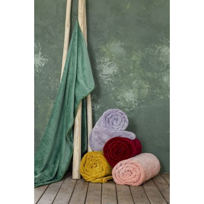 Κουβέρτα Βελουτέ Μονή 160X220 Coperta Mustard Beige Nima Home