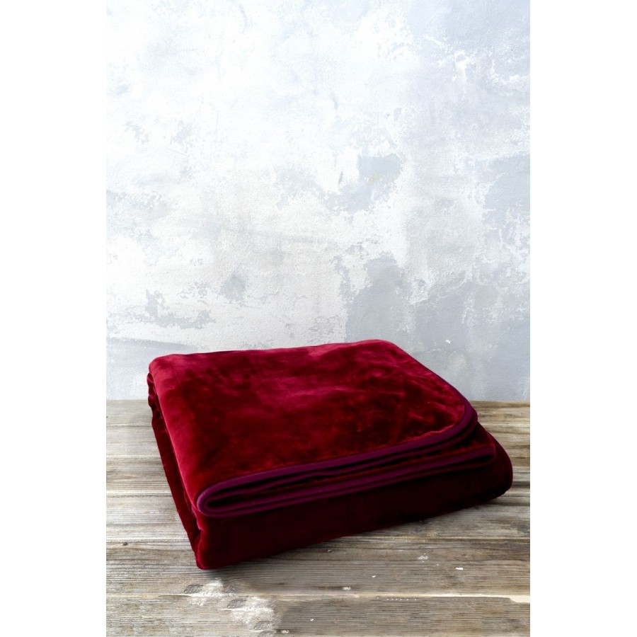 Κουβέρτα Βελουτέ Μονή 160X220 Coperta Wine Red Nima Home