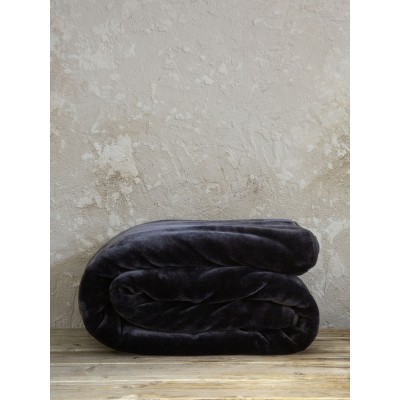 Κουβέρτα Βελουτέ Μονή Coperta Black 160X220 Nima Home