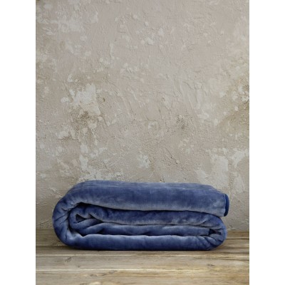 Κουβέρτα Βελουτέ Μονή Coperta Blue 160X220 Nima Home