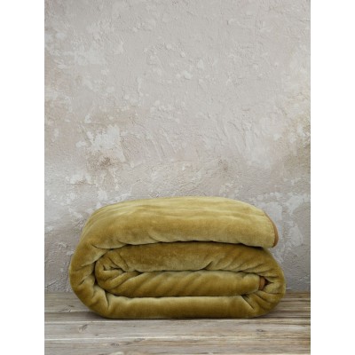 Κουβέρτα Βελουτέ Μονή Coperta Brown Gold 160X220 Nima Home