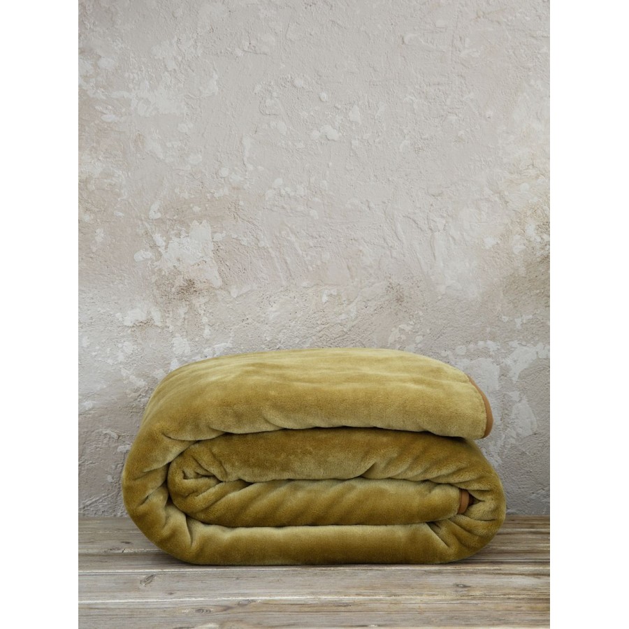 Κουβέρτα Βελουτέ Μονή Coperta Brown Gold 160X220 Nima Home