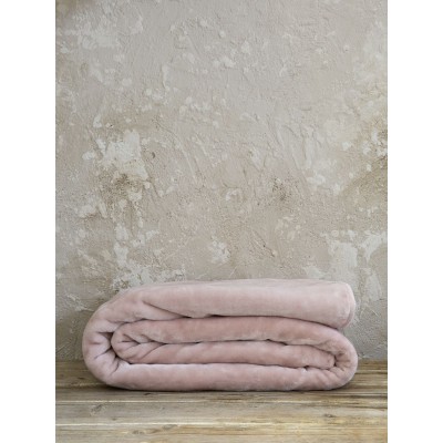Κουβέρτα Βελουτέ Μονή Coperta Powder Pink 160X220 Nima Home