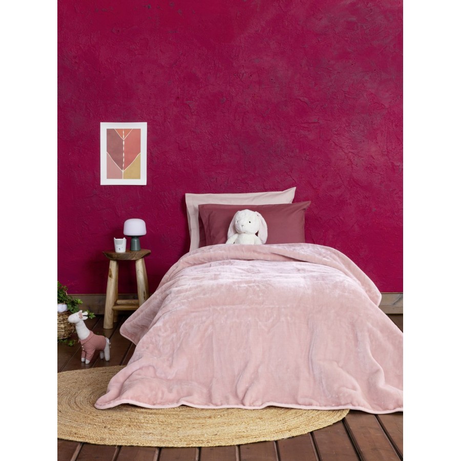 Κουβέρτα Βελουτέ Μονή Coperta Powder Pink 160X220 Nima Home