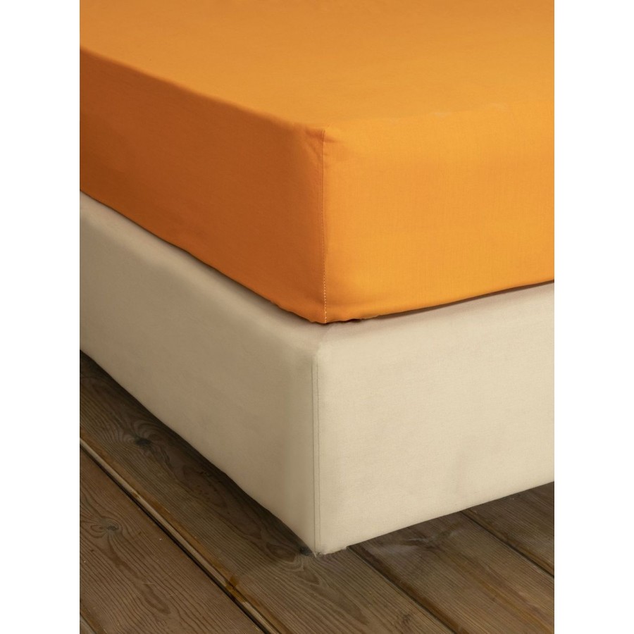 Σεντόνι Υπέρδιπλο Με λάστιχο Unicolors Deep Orange 160X200+32 Nima Home