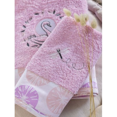 Σετ Πετσέτες Παιδικές 2Τμχ Pink Swan Nima Home Σετ Πετσέτες Παιδικές 2Τμχ Pink Swan Nima Home
