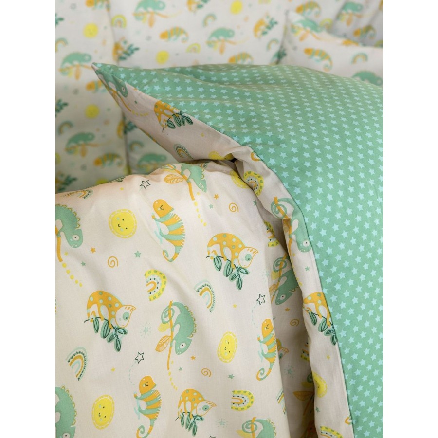 Σετ Σεντόνια Κούνιας Με λάστιχο Cute Chameleon 70X140+15 Nima Home Σετ Σεντόνια Κούνιας Με λάστιχο Cute Chameleon 70X140+15 Nima Home