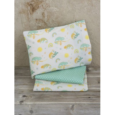 Σετ Σεντόνια Κούνιας Με λάστιχο Cute Chameleon 70X140+15 Nima Home Σετ Σεντόνια Κούνιας Με λάστιχο Cute Chameleon 70X140+15 Nima Home