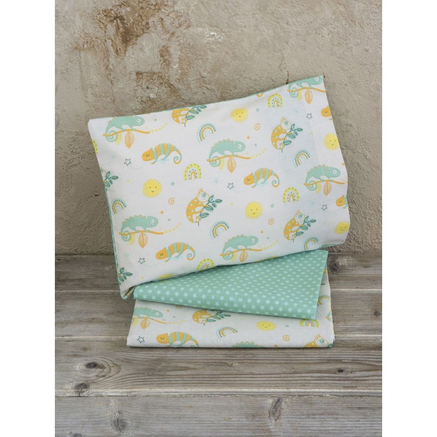 Σετ Σεντόνια Κούνιας Με λάστιχο Cute Chameleon 70X140+15 Nima Home Σετ Σεντόνια Κούνιας Με λάστιχο Cute Chameleon 70X140+15 Nima Home
