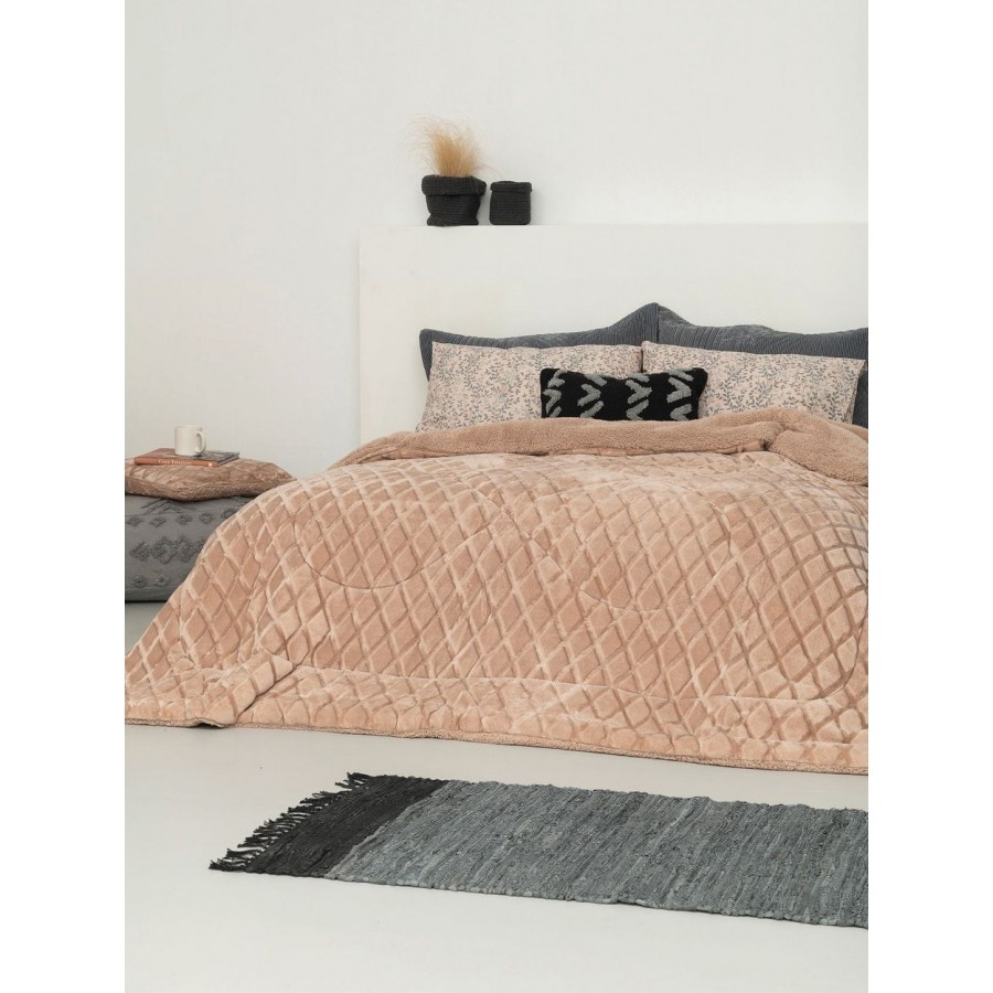 Κουβερτοπάπλωμα Υπέρδιπλο Nadine/2 Beige 220X240 Palamaiki